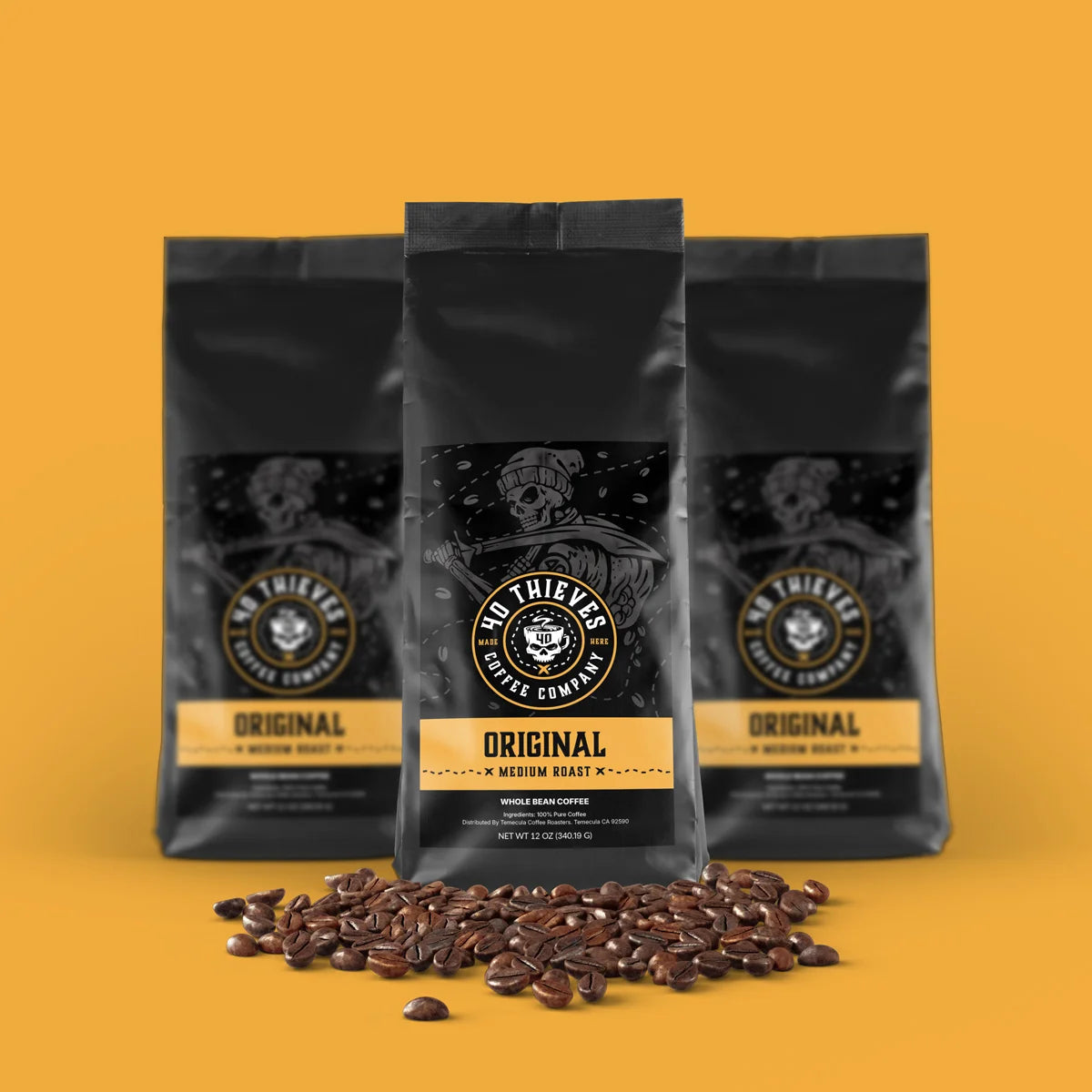 A set of Original medium roast coffee bags highlighting fair trade coffee, offering smooth and balanced flavor from quality coffee beans.