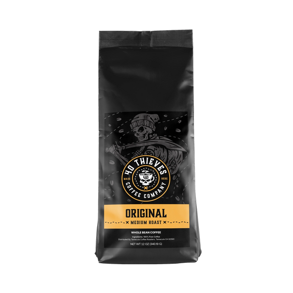 Original Medium Roast Coffee bag from 40 Thieves showcasing premium whole bean coffee blend