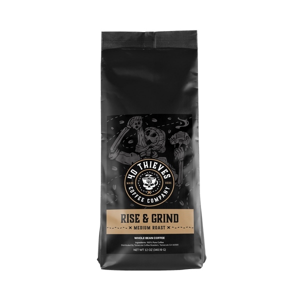 Rise and Grind Medium Roast Coffee by 40 Thieves - Breakfast blend with fruit and cocoa notes